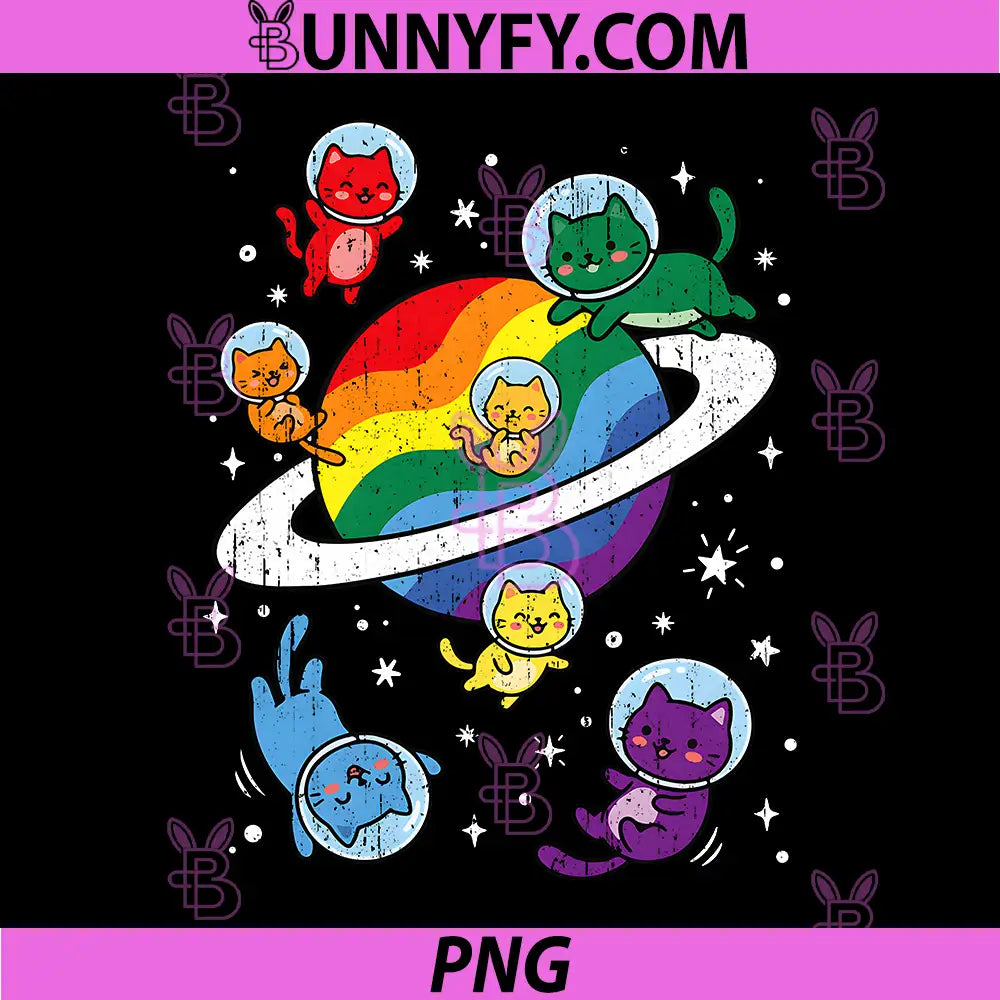 Gay Pride Space Cat Kitty Meow PNG, Rainbow Flag LGBTQ Ally LGBT PNG