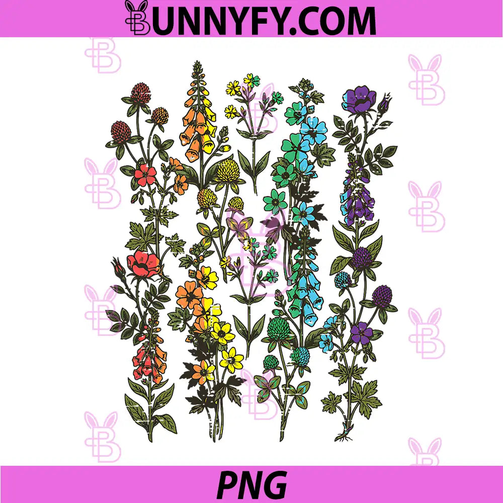 Gay Rainbow Wildflowers PNG, LGBTQ Pride Month Floral PNG