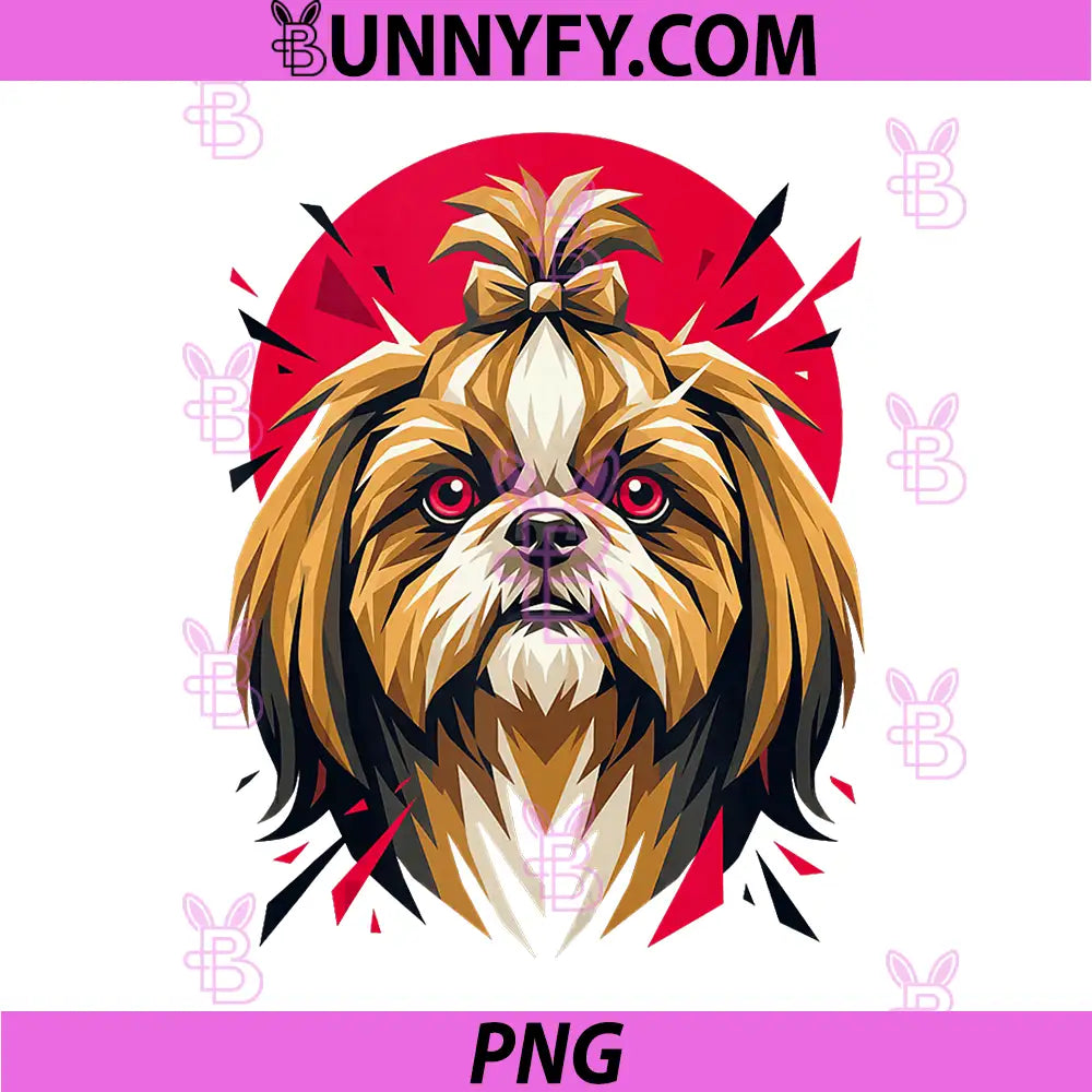 Geometric Shih Tzu Japanese PNG, Aesthetic Art Japan PNG
