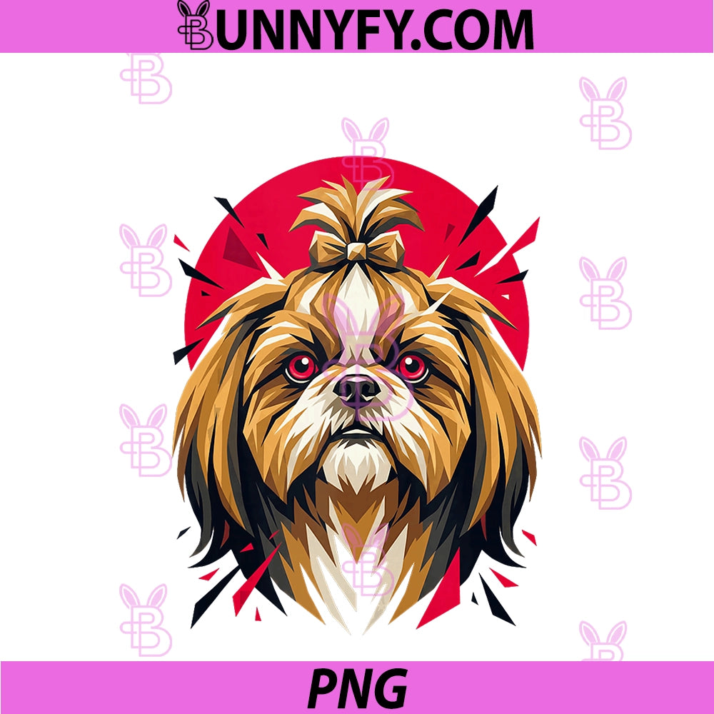 Geometric Shih Tzu Japanese PNG, Aesthetic Art Japan PNG