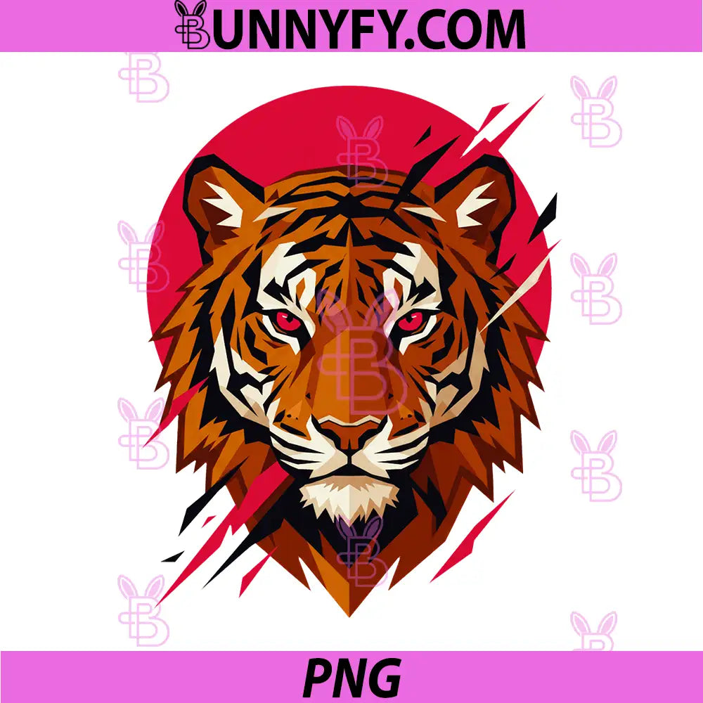 Geometric Tiger Red PNG, Sun Japan Pop Art Japanese PNG