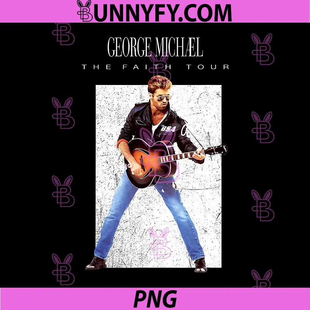 George Michael Faith Tour Vintage PNG, Classic Pop Rock Concert Art PNG