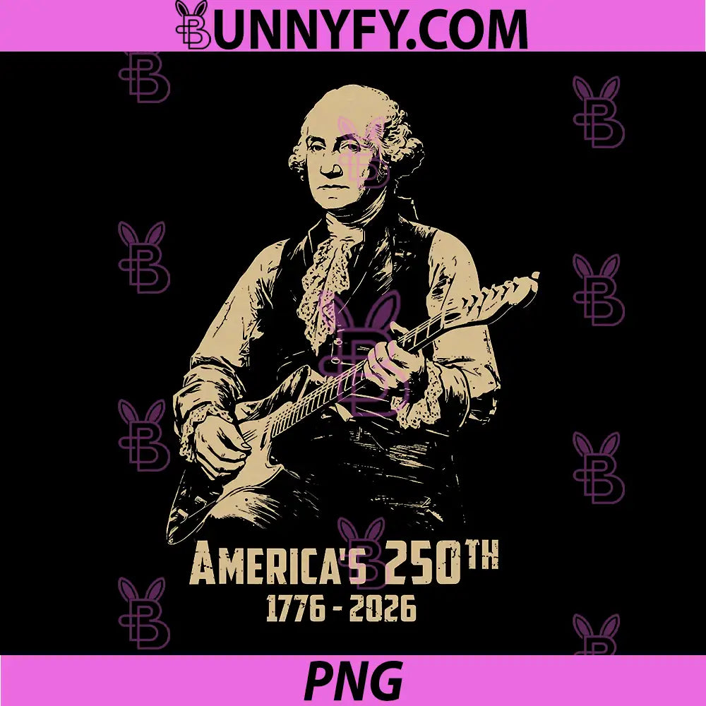 George Washington Playing Guitar PNG, 4th July 250th Anniversary PNG