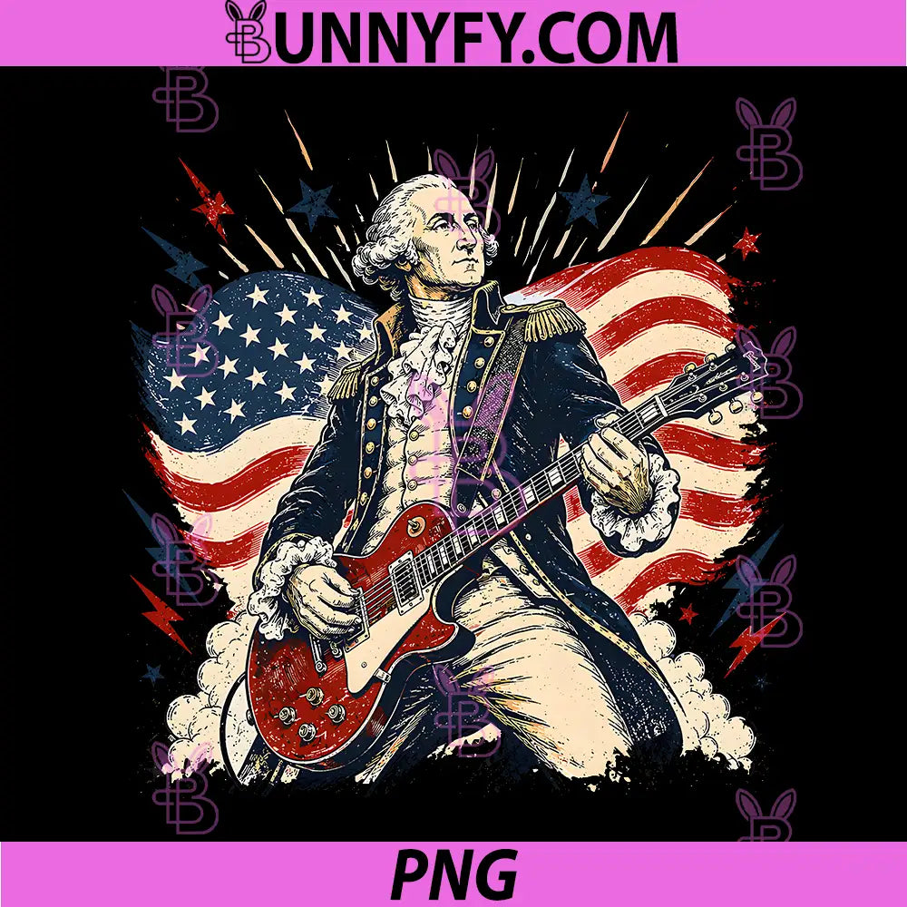 George Washington Playing Guitar PNG, 4th July 250th Anniversary PNG