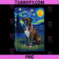 German Boxer Dog Starry Night PNG, Van Gogh Style Pet Art PNG