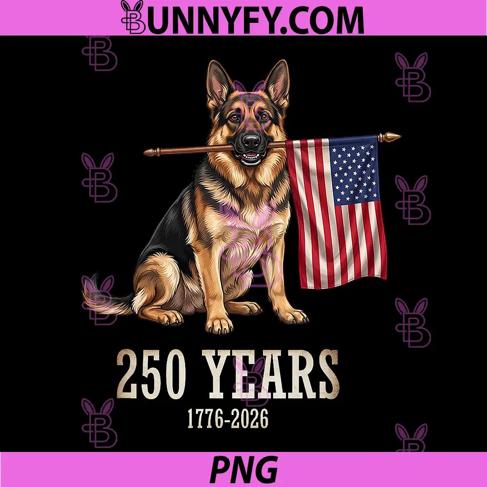 German Shepherd American Flag PNG, 250 Years Patriotic Dog Lovers PNG