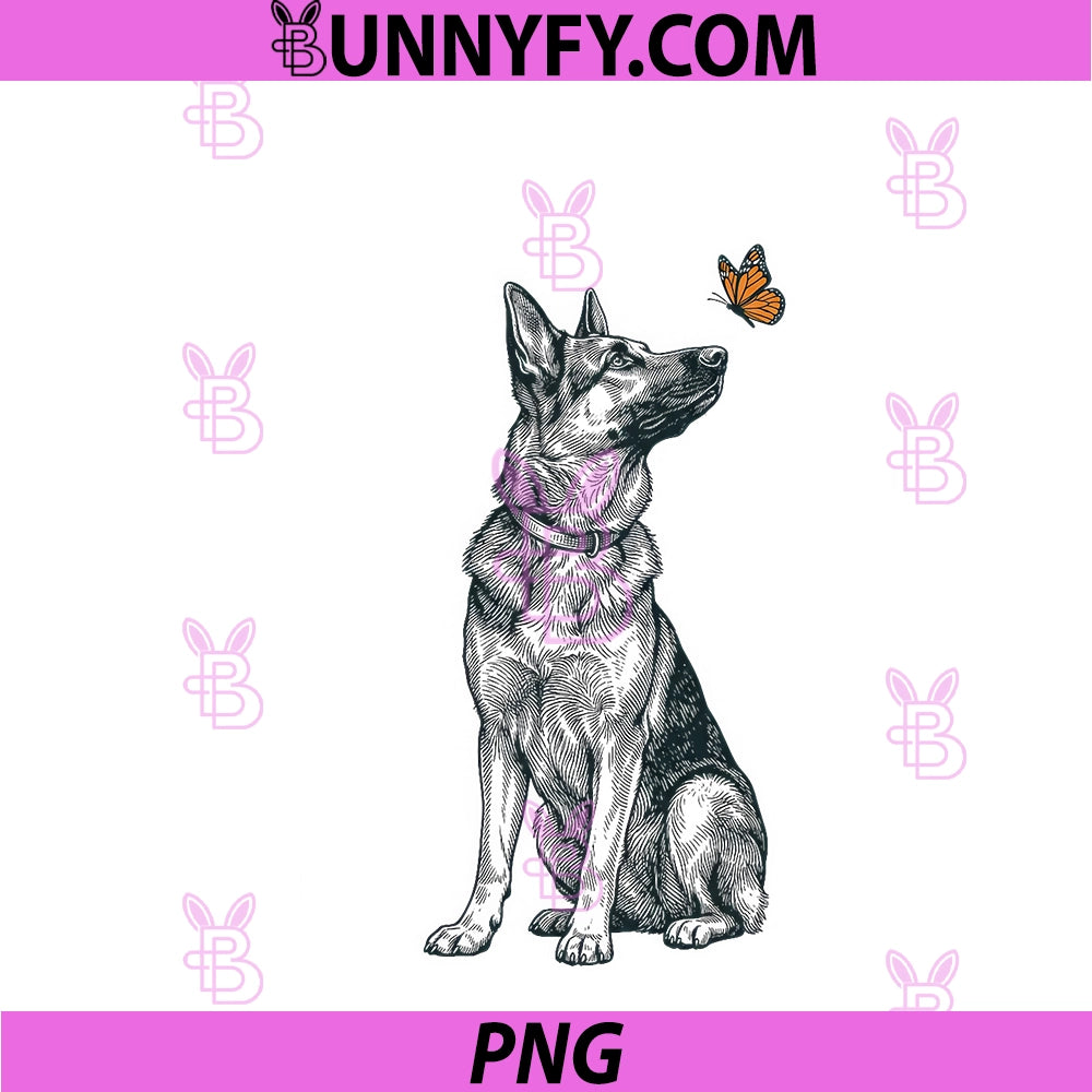 German Shepherd Butterfly Dog PNG, Owner PNG