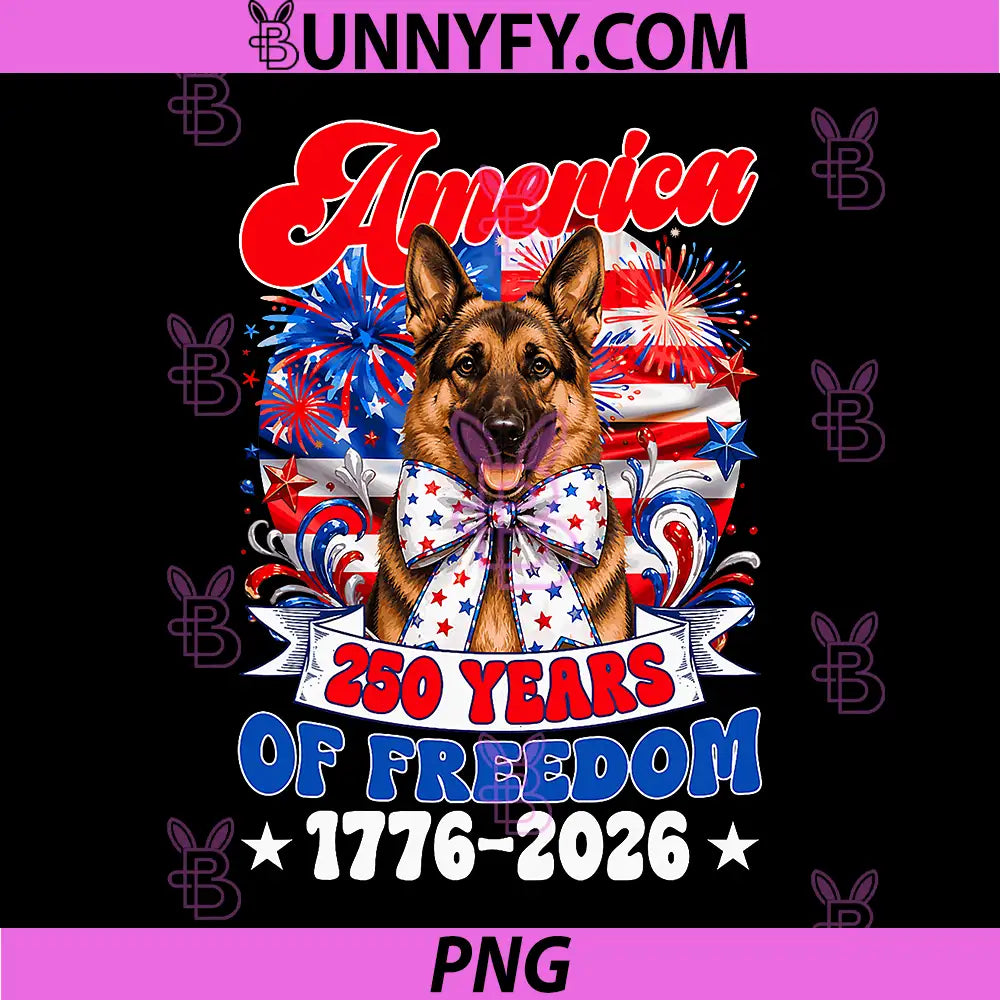 German Shepherd Dog 250 PNG, America Years of Freedom 1776 2026 PNG 