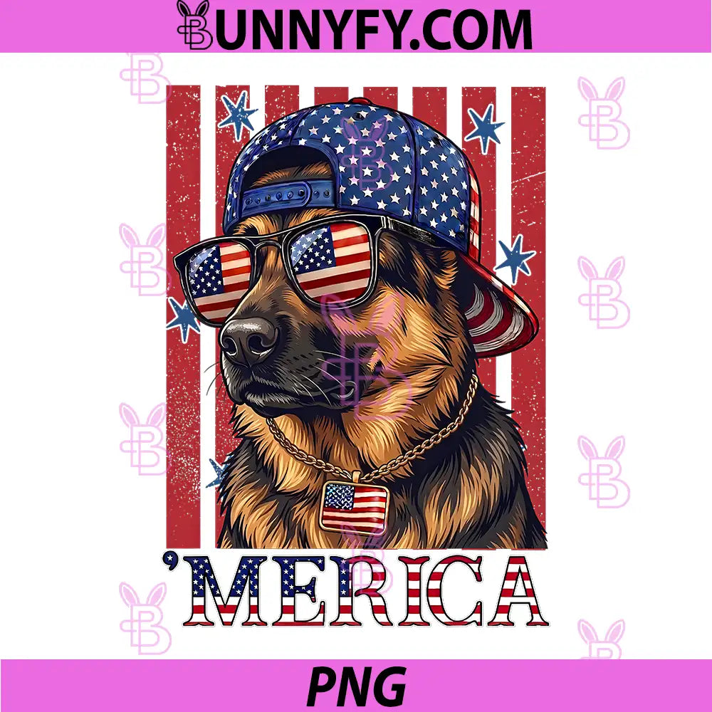 German Shepherd Dog 250th PNG, America Patriotic USA 4th of July PNG
