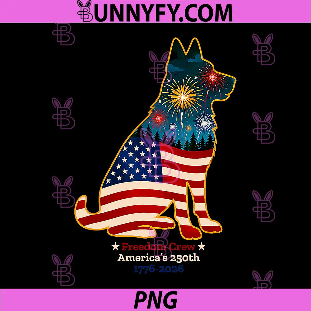 German Shepherd Freedom Crew PNG, Americas 250th Dog Patriotic PNG