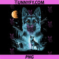 German Shepherd Howling to The Moon PNG, 90s Retro Dog Design PNG