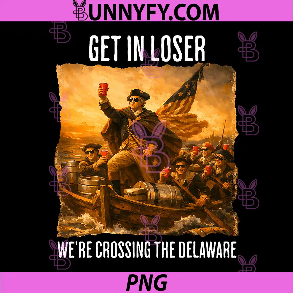 Get in Loser We're Crossing The Delaware PNG, Funny Patriotic PNG