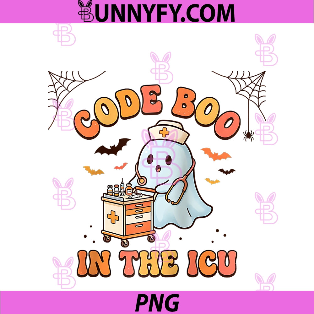 Ghost ICU Nurse Code Boo In ICU PNG, Funny Halloween Costume Raglan PNG