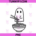 Ghost Pocket Print PNG, Halloween Eating Ramen PNG