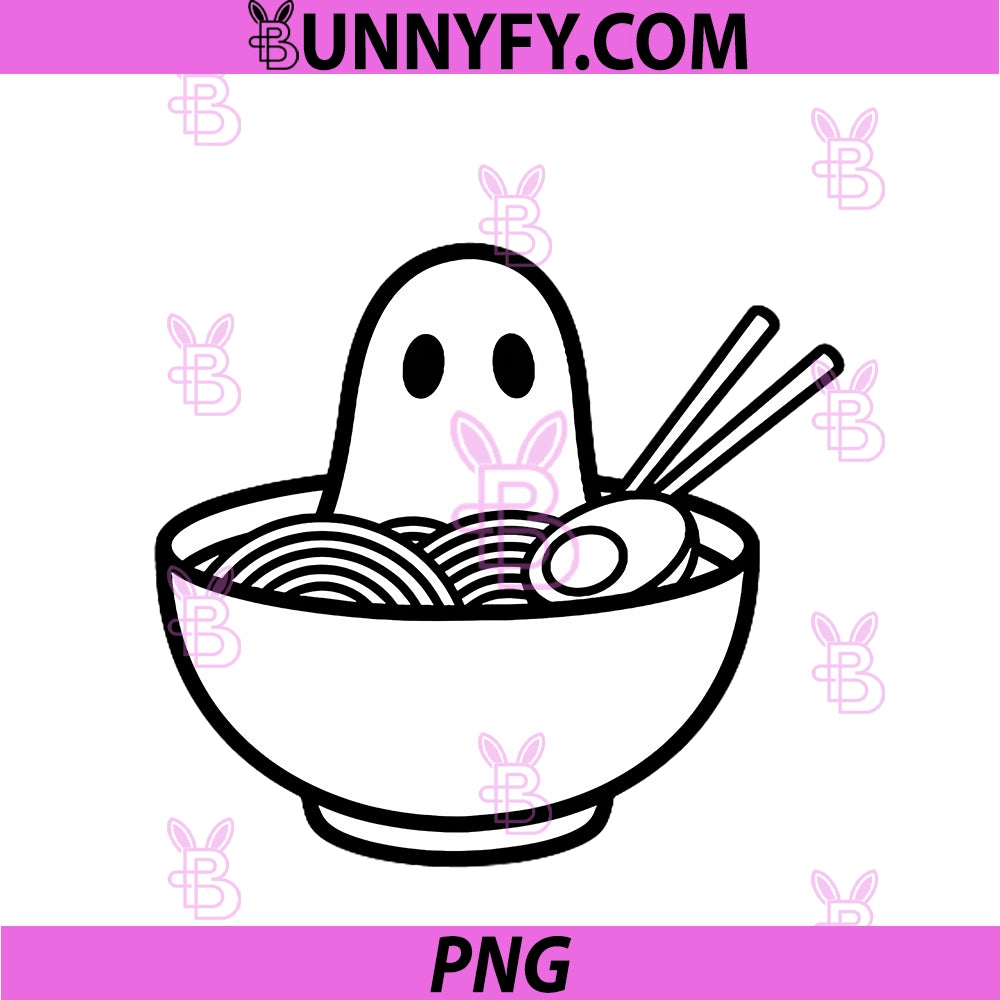 Ghost Pocket Print PNG, Halloween Ramen Bath PNG