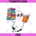 Ghost Reading Books PNG, Halloween Library PNG