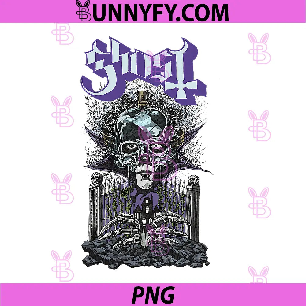Ghost At The Gates Gothic Skull PNG, Dark Metal Band Artwork PNG