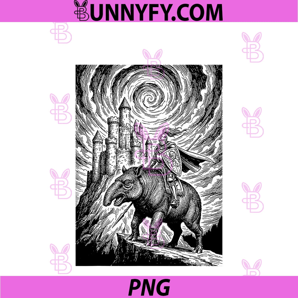 Giant Tapir Fantasy Knight PNG, Medieval Design PNG