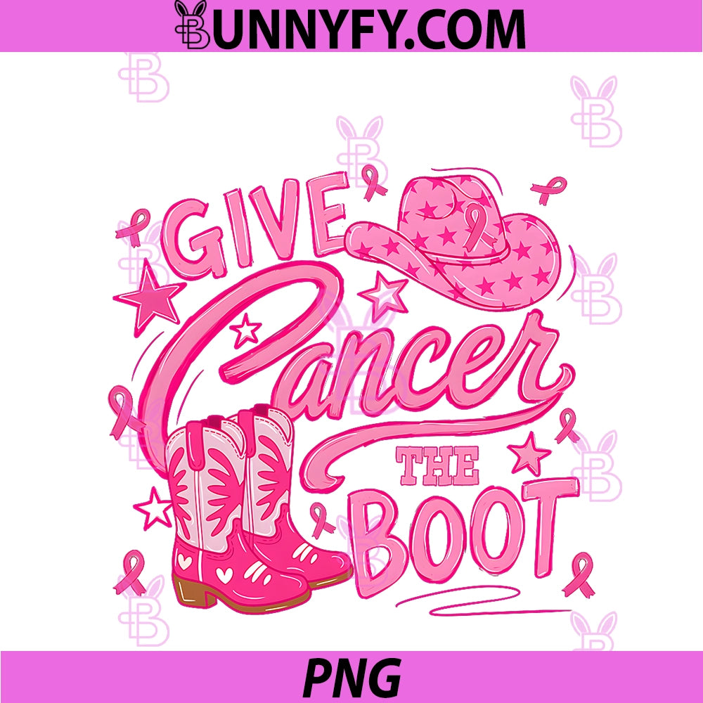 Give Cancer The Boot PNG, Breast Cancer Awareness Cowboy PNG