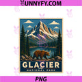 Glacier National Park Bear PNG, Vintage Style Mountain Retro PNG