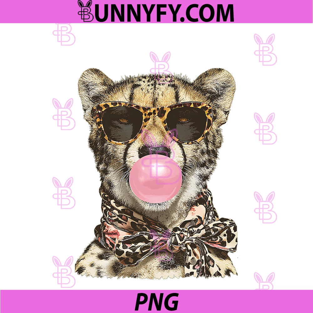Glam Cheetah PNG, With Sunglasses Boujee Animal Bubblegum Graphic PNG