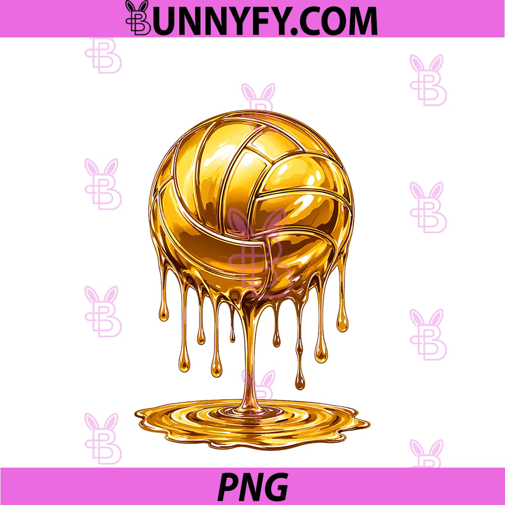 Glossy Golden Dripping PNG, Volleyball PNG