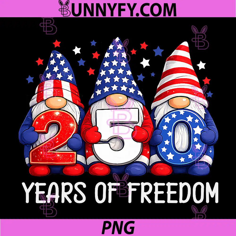 Gnome 250 Years 1776-2026 PNG, 250th Birthday 4th July Patriotic PNG