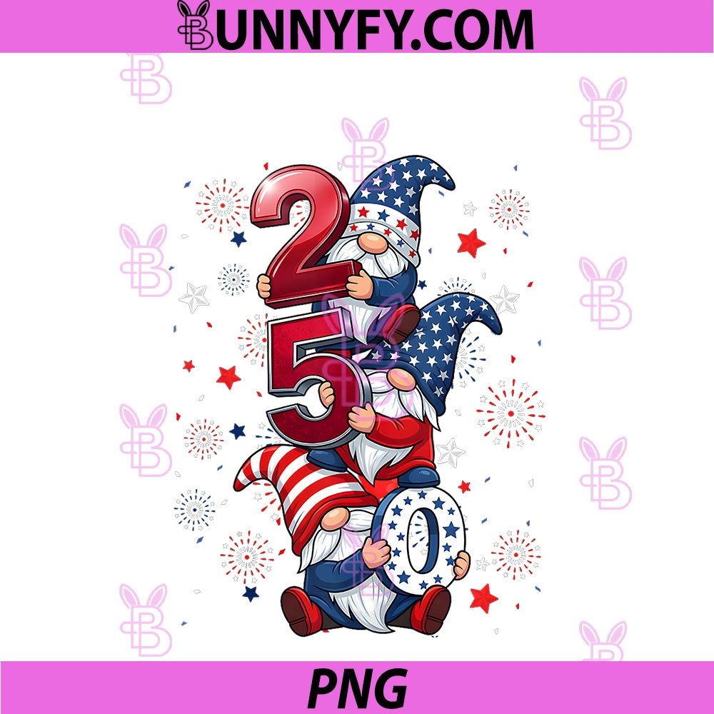 Gnome 250 Years 1776-2026 250th Birthday PNG, 4th July Patriotic PNG