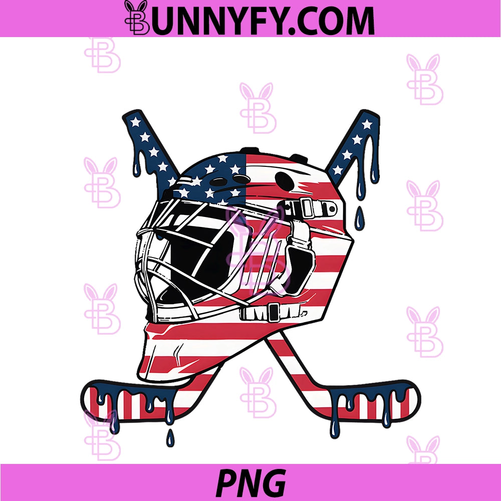 Goalie Hockey Ice Cream Drip PNG, American Flag PNG