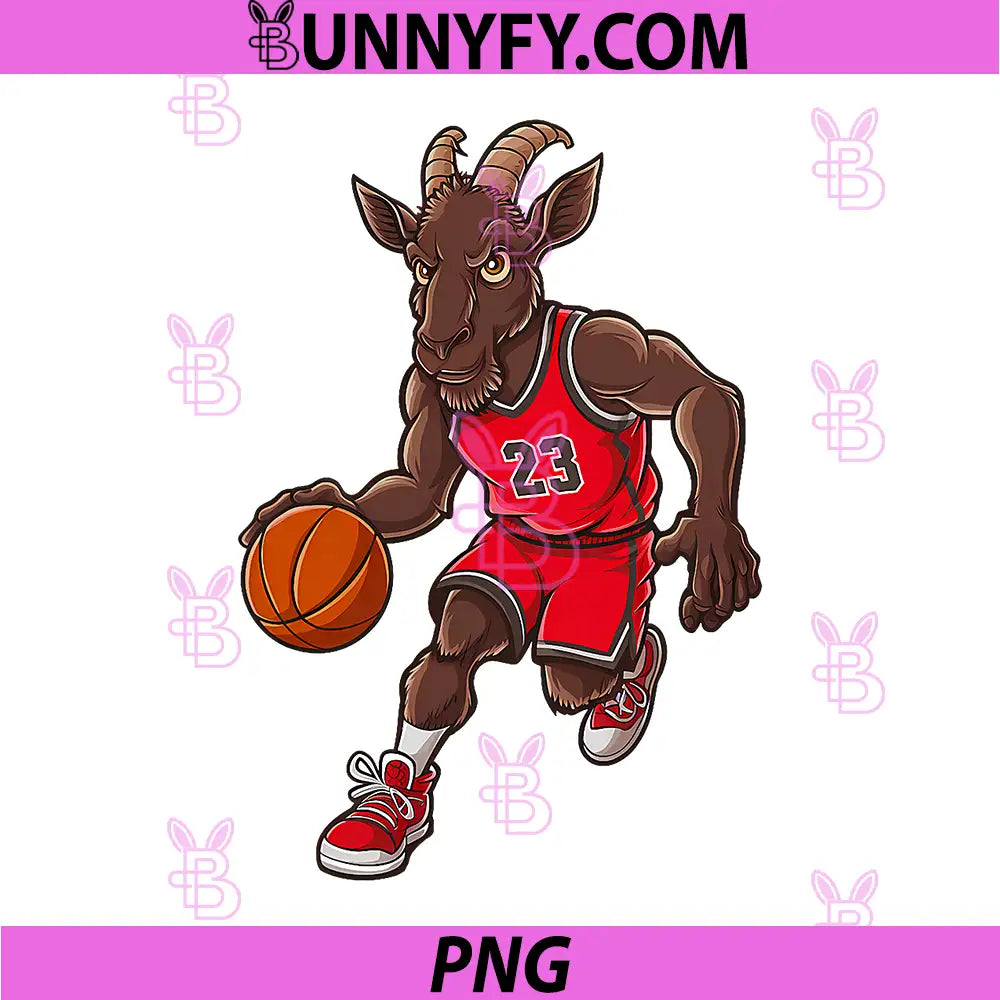 Goat Basketball Number 23 PNG, Greatest Of All Time Sport Mascot PNG