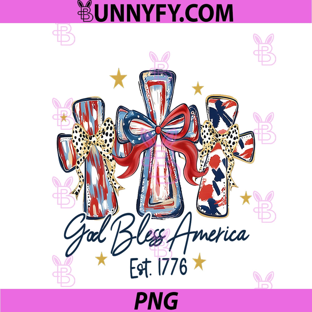 God Bless America Coquette Bow Jesus Christian PNG, 4th Of July PNG