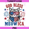 God Bless Meowica PNG, Funny Cat 4th of July USA Patriotic PNG