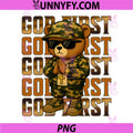 God First Camo Hip Hop PNG, Teddy Bear Christian PNG