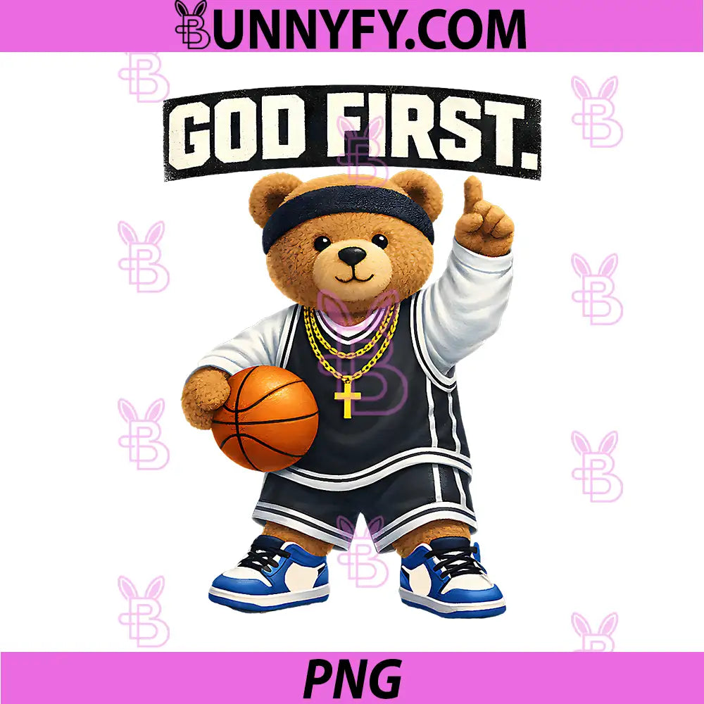 God First PNG, Hip Hop Teddy Bear PNG