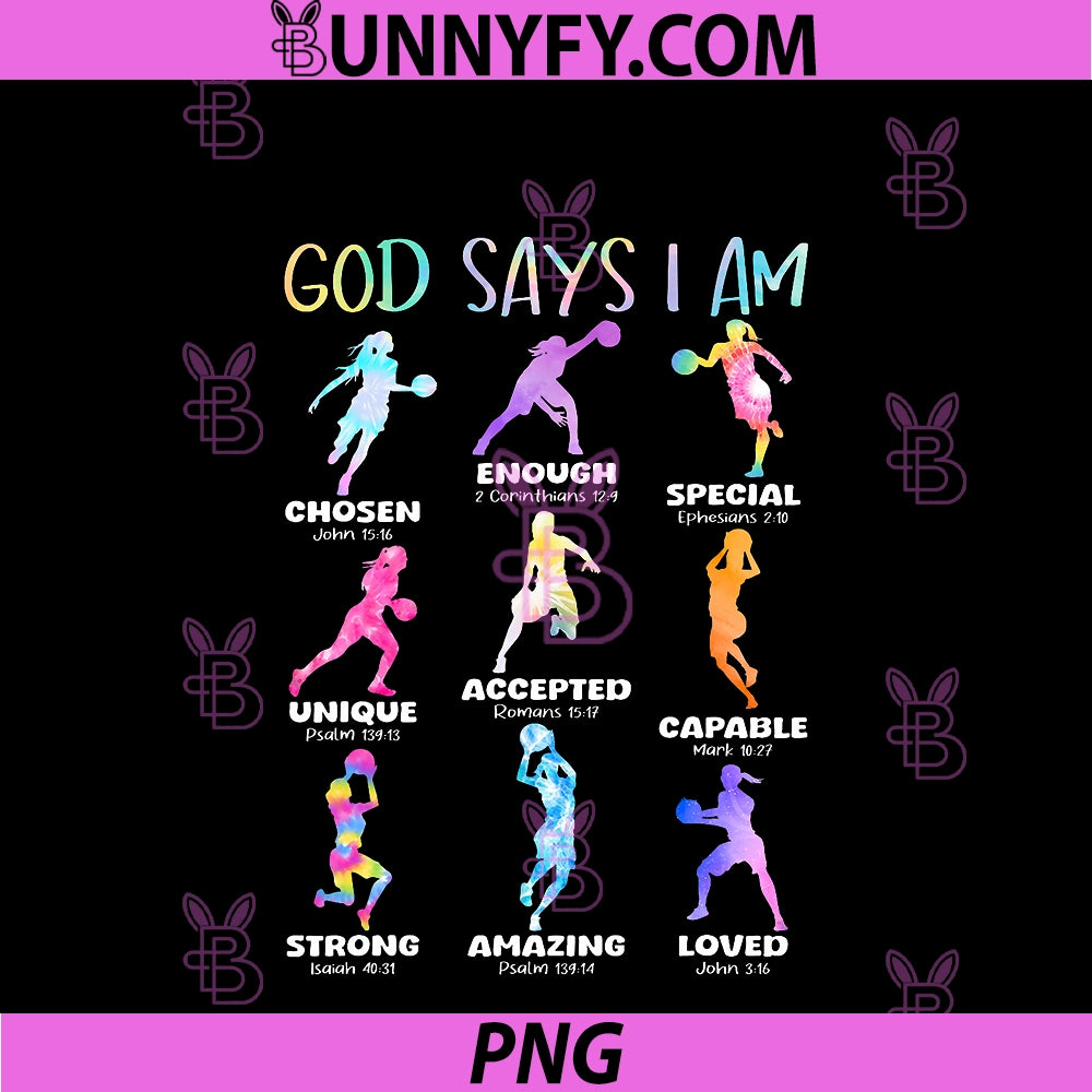 God Says I Am Christian PNG, Basketball Tie Dye PNG