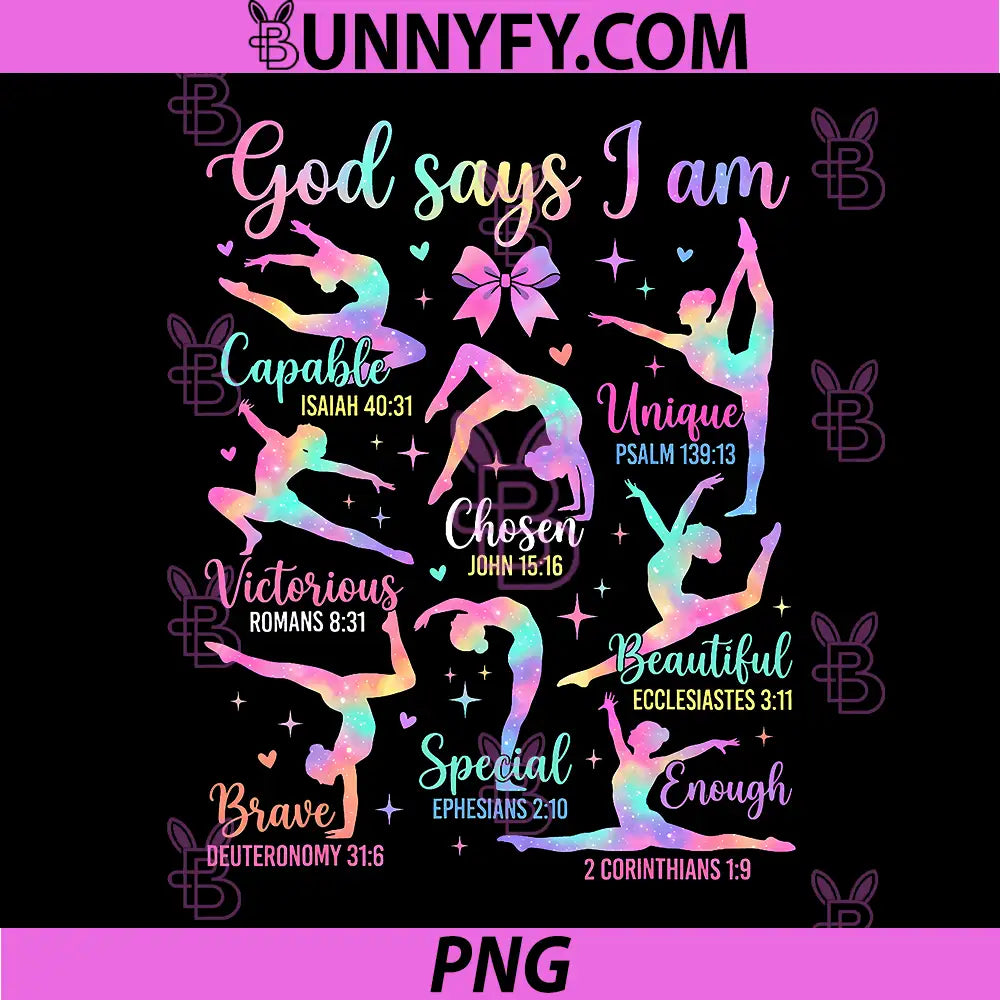 God Says I Am Gymnastic PNG, Christian Girls and Kids Cartwheel PNG
