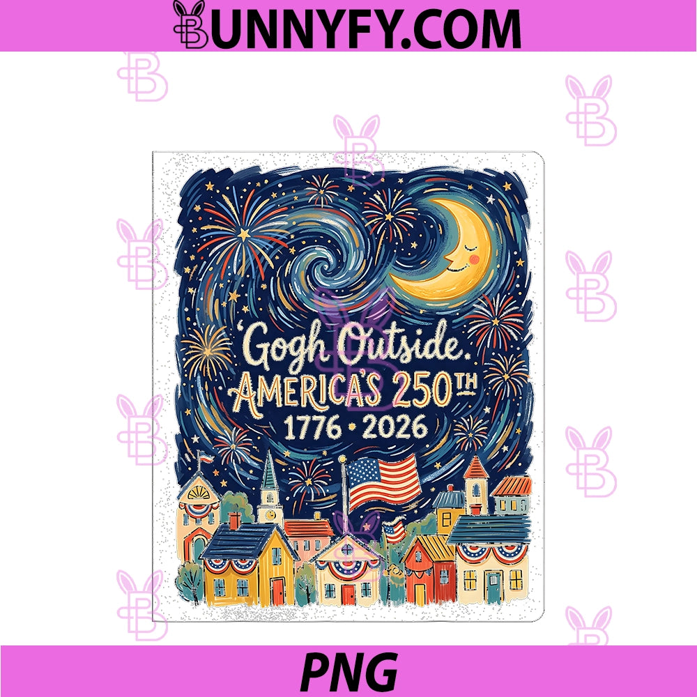 Gogh Outside 250th Anniversary 1776 2026 PNG, Starry USA PNG