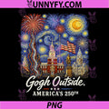 Gogh Outside 250th Anniversary PNG, 1776 2026 Starry Night USA PNG