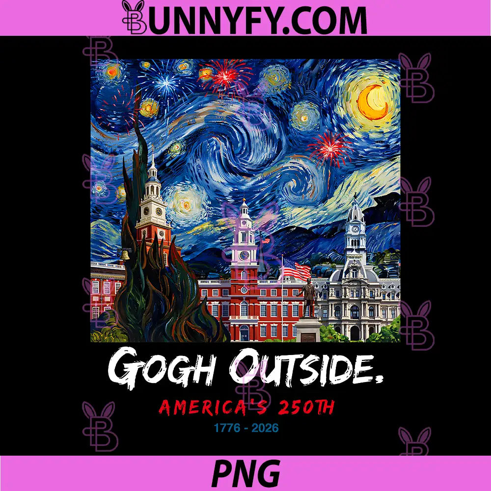 Gogh Outside 250th Anniversary PNG, 1776 2026 Starry Night USA PNG