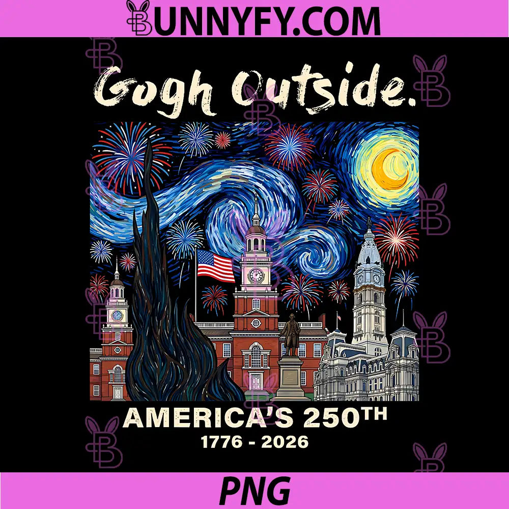 Gogh Outside 250th Anniversary PNG, 1776 2026 Starry Night USA PNG