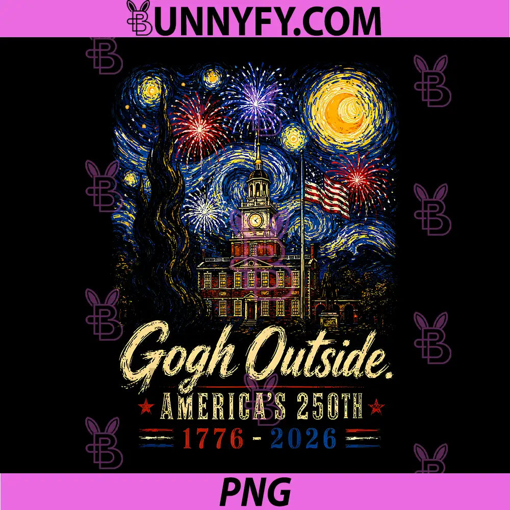 Gogh Outside 250th Anniversary PNG, 1776 2026 Starry Night USA PNG