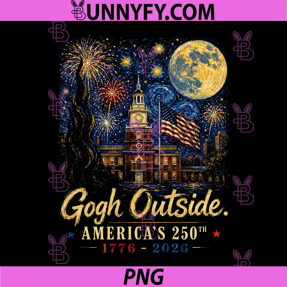 Gogh Outside Americas 250th PNG, 1776 2026 Starry Night USA PNG