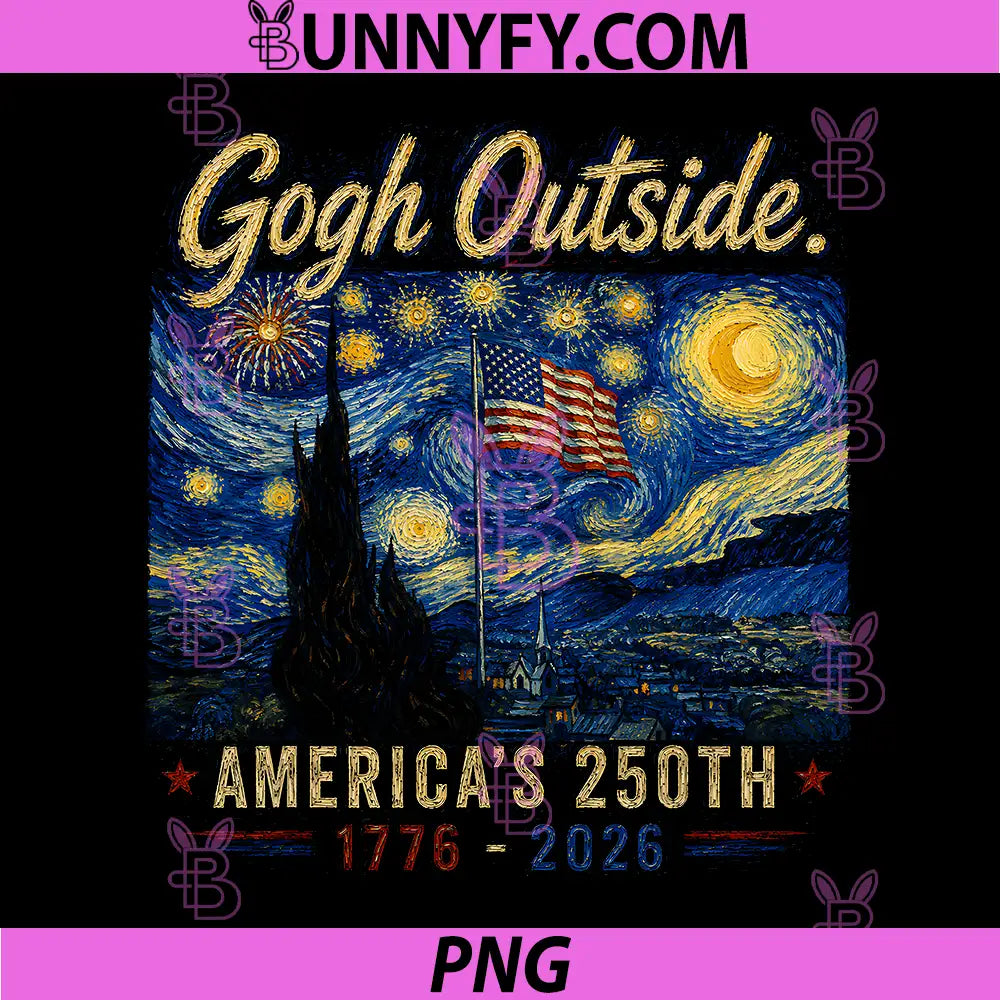 Gogh Outside Americas 250th PNG, 1776 2026 Starry Night USA PNG