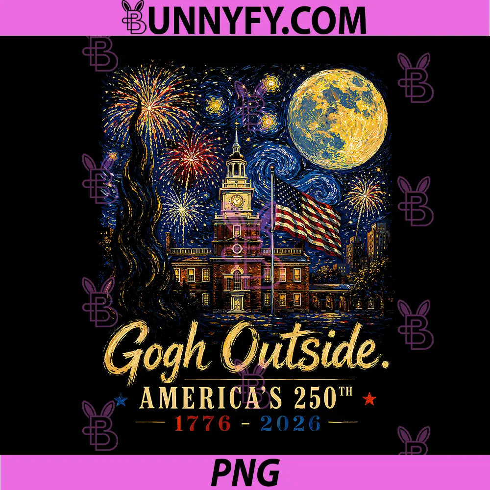 Gogh Outside Americas 250th PNG, 1776 2026 Starry Night USA PNG