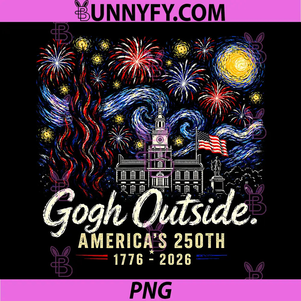 Gogh Outside Americas 250th PNG, 1776 2026 Starry Night USA PNG