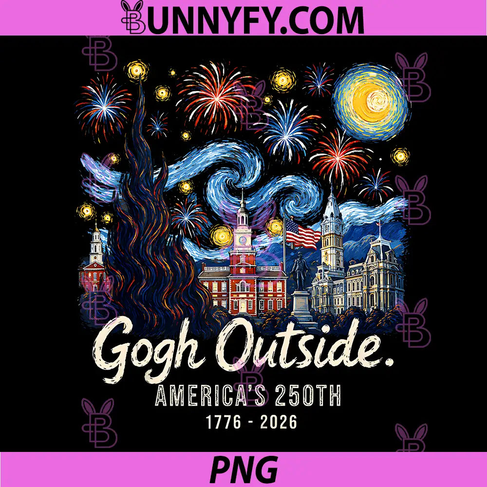 Gogh Outside Americas 250th PNG, 1776 2026 Starry Night USA PNG
