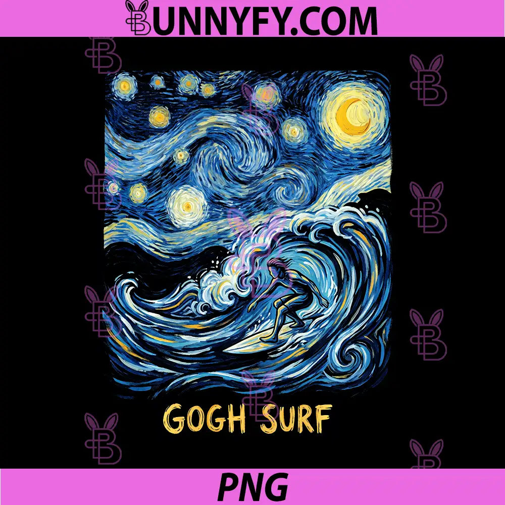 Gogh Surf Funny PNG, Surfer Van Gogh Art Performance PNG