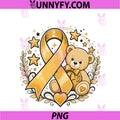Gold Ribbon Teddy Bear PNG, Childhood Cancer Awareness PNG