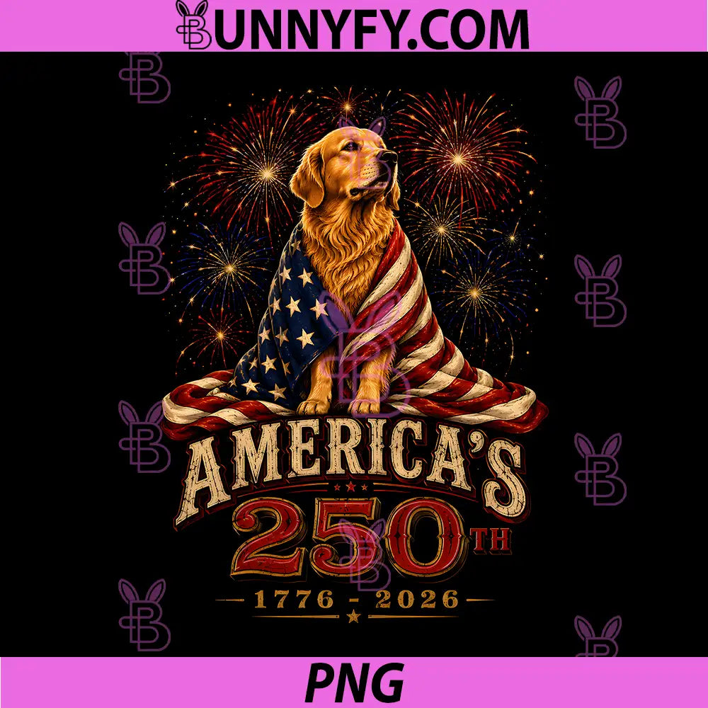 Golden Retriever Americas PNG, 250th Anniversary 1776 2026 PNG