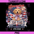 Golden Retriever Dog 250th PNG, America Patriotic USA 4th of July PNG